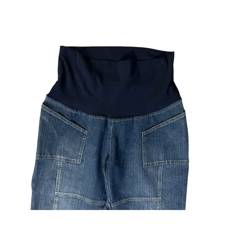 Vintage Ramilee Maternity Cargo Jeans Size 3 M/L 10/12? Stretch Denim Blue Used - Picture 5 of 16